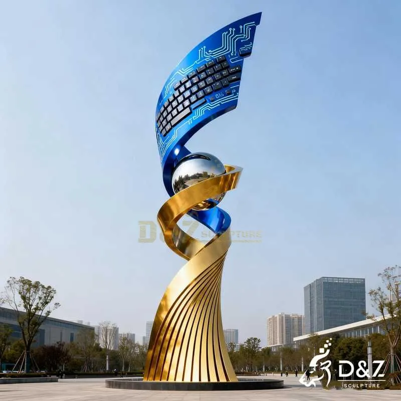 Large Modern Metal Technology Sculpture with Keyboard Art DZJ-464
