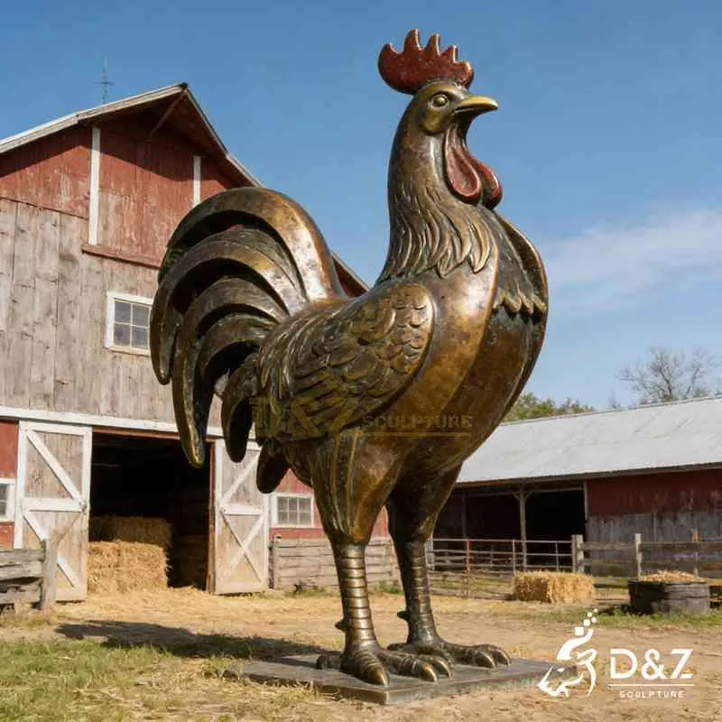 Large Outdoor Bronze Rooster Statue for Sale DZJ-465