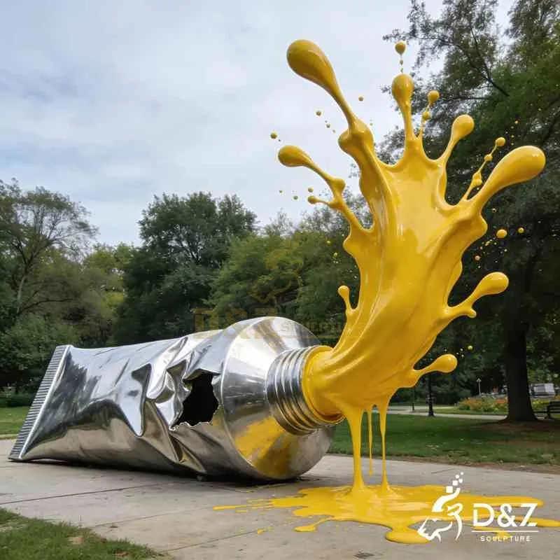 Large Modern Metal Splash Paint Tube Sculpture DZJ-471