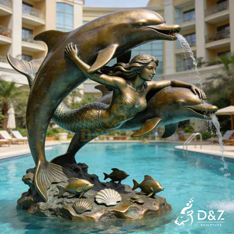 mermaid and dolphins outdoor fountain