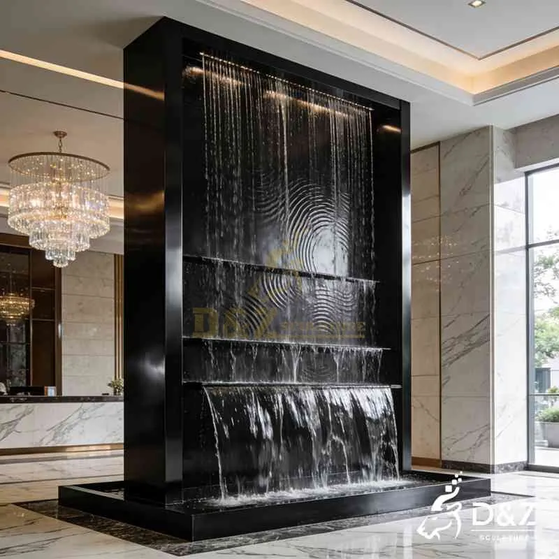 Large Modern Metal Black Wall Fountain for Sale DZJ-496