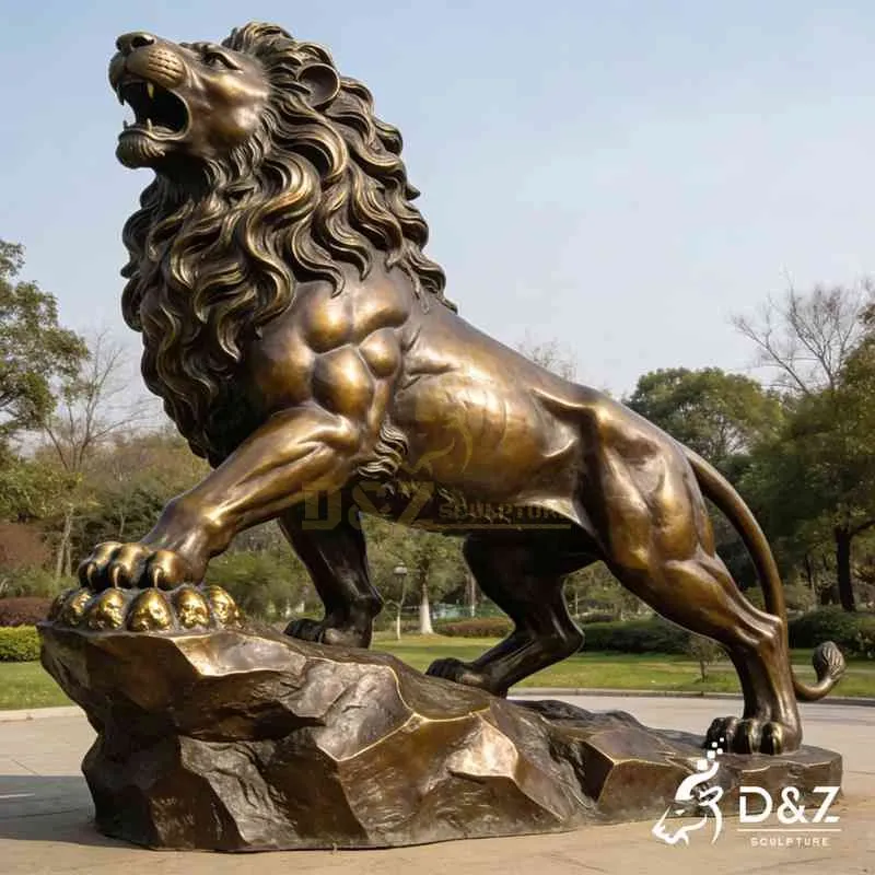 Outdoor Large Bronze Lion Statue for Sale DZJ-498