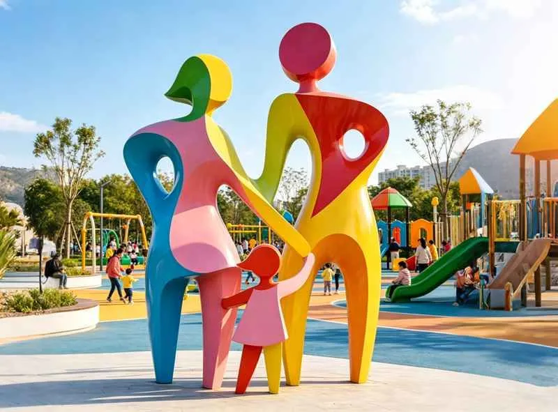 15 Large Metal Family Sculptures: Engraving Human Warmth