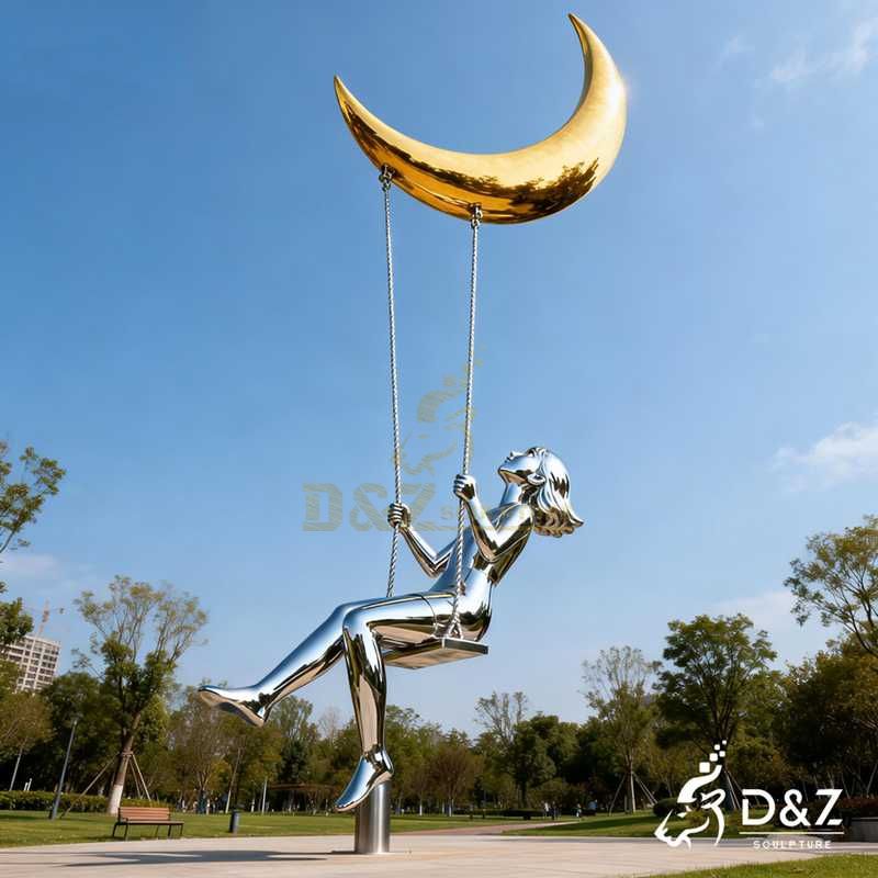 girl on a swing sculpture