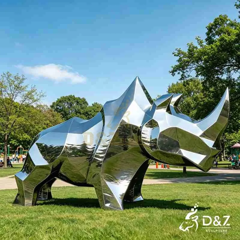 Large Geometric Metal Rhino Sculpture for Sale DZJ-510