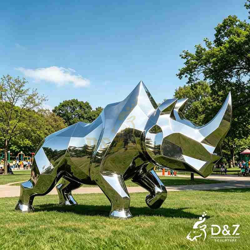 metal rhino sculpture