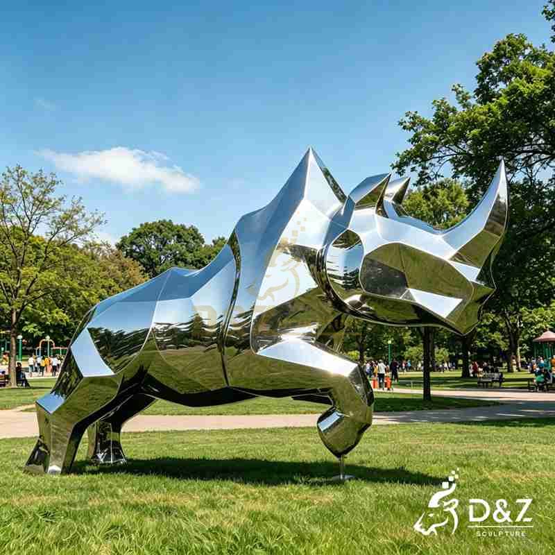 geometric rhino sculpture