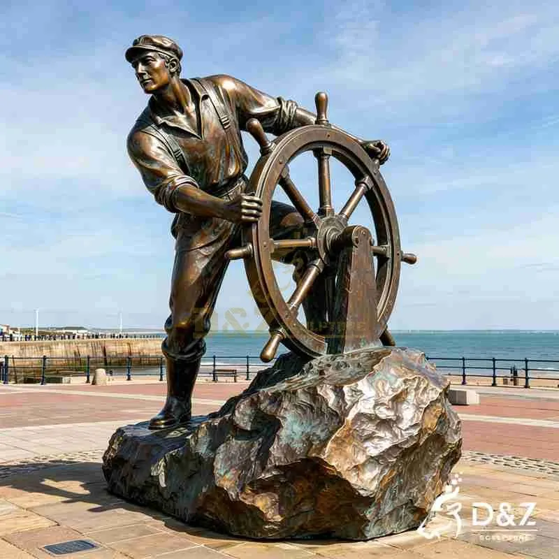 Large Bronze Fisherman at the Wheel Statue for Sale DZJ-514