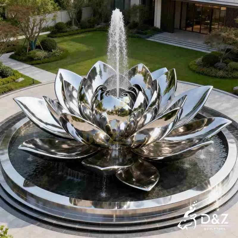 Blooming Metal Lotus Flower Fountain for Outdoor DZJ-516