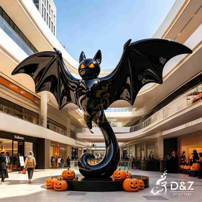 Halloween Black Metal Bat Sculpture for Garden DZJ-531