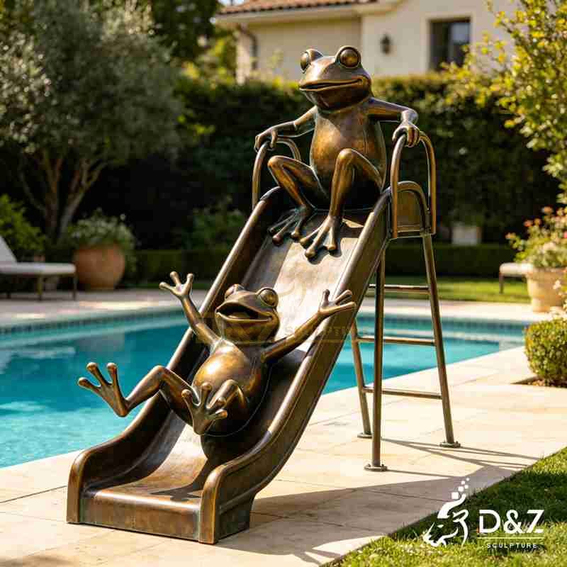 bronze frog sculpture