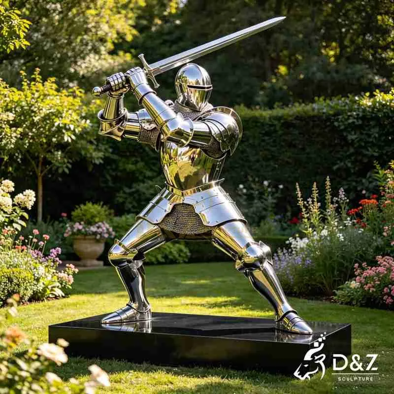 Metal Armor Medieval Knight Sculpture for Garden DZJ-538