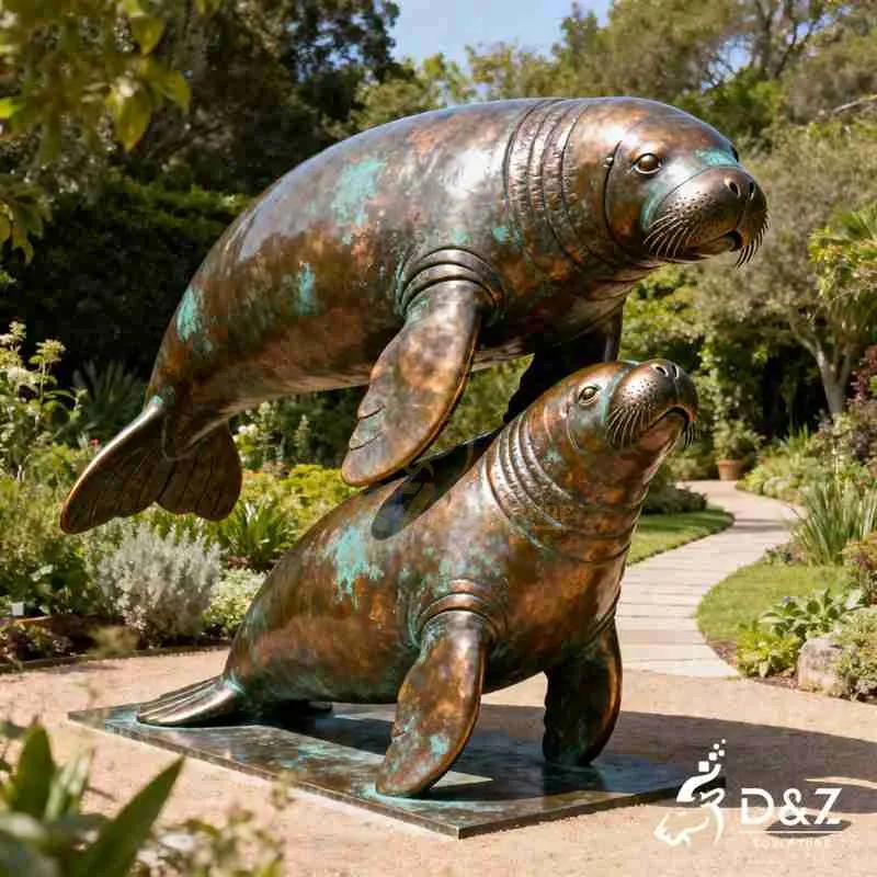 Large Bronze Manatee Garden Statue for Sale DZJ-541