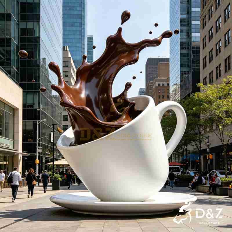 Large Modern Metal Coffee Cup Sculpture for Sale DZJ-544