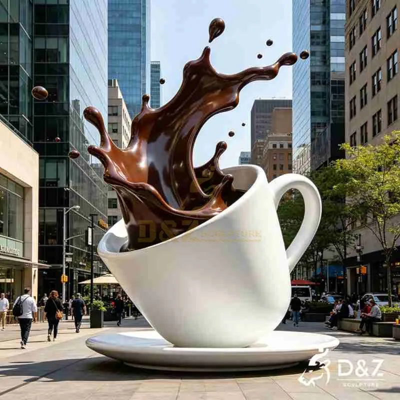 Large Modern Metal Coffee Cup Sculpture for Sale DZJ-544