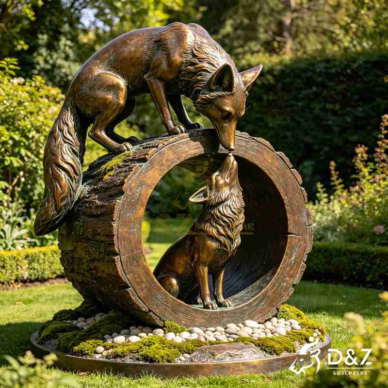 large fox garden statue