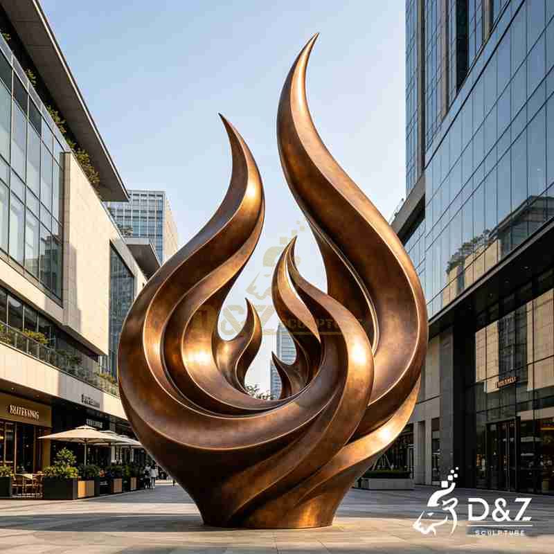 Abstract Bronze Twin Flame Sculpture for Garden DZJ-546