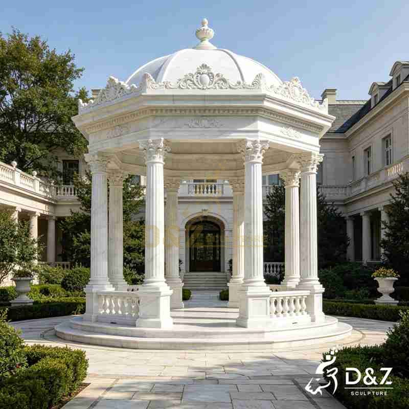 White Marble European Style Gazebo | Octagonal Design DZJ-547