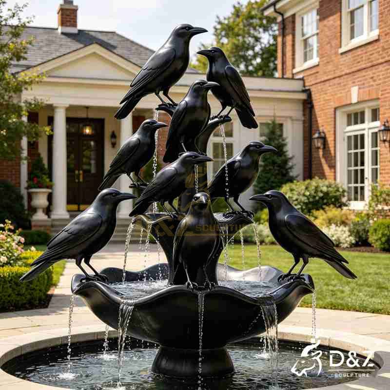 Large Tiered Black Metal Crow Fountain for Outdoor DZJ-548