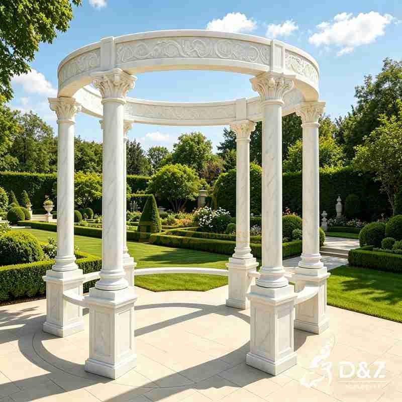 European Style Large White Marble Pergola for Sale DZJ-553