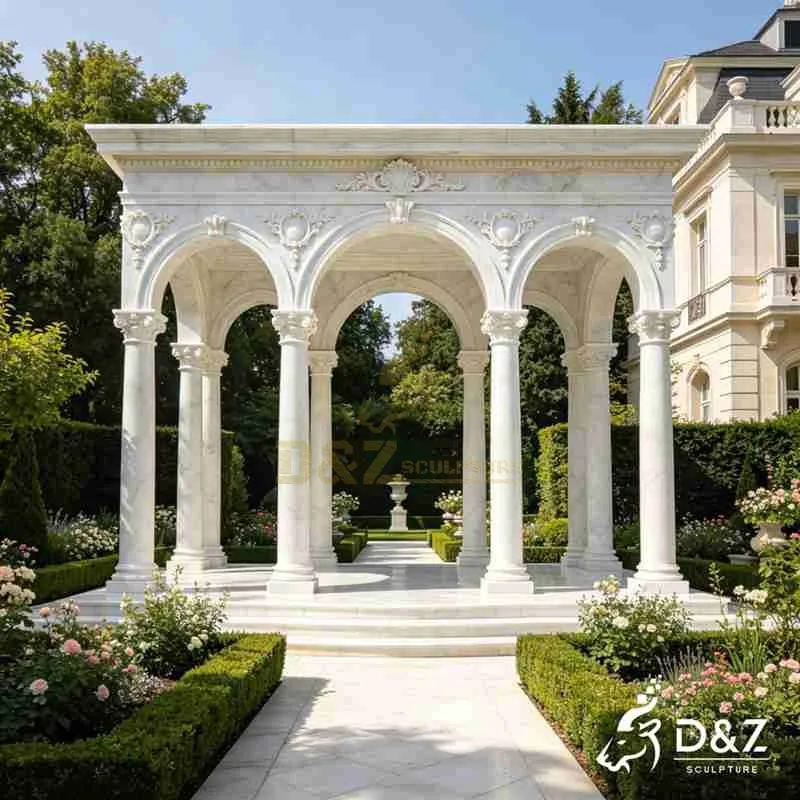 White Marble Arched Gazebo for Garden DZJ-555