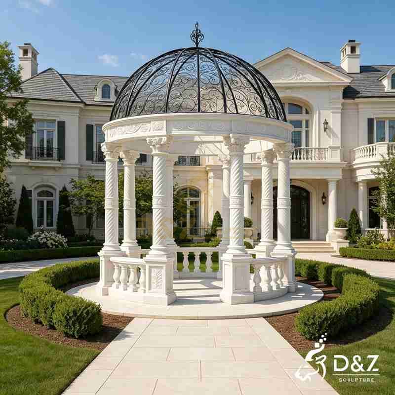 White Round Marble Gazebo for Sale DZJ-560