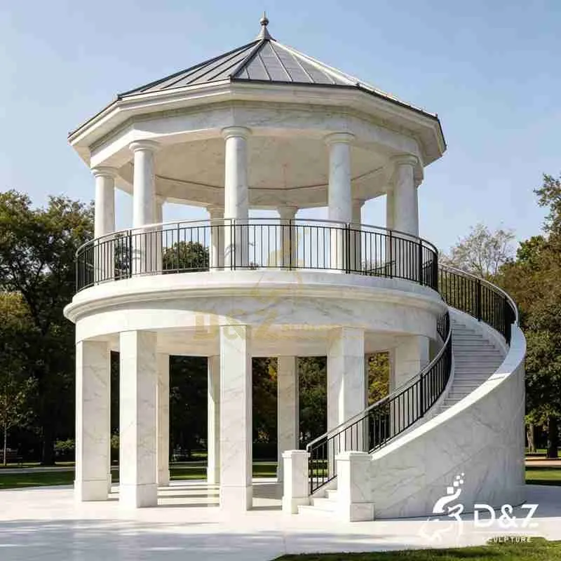 White Marble Round Double Decker Gazebo for Sale DZJ-564