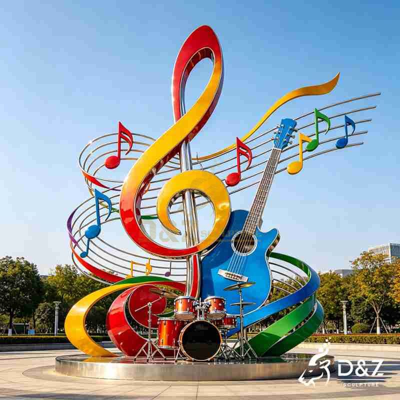 Metal Music Themed Sculpture | Musical Instrument and Note DZJ-565