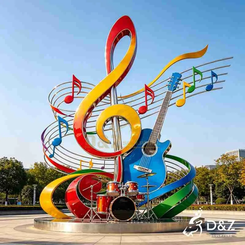 Metal Music Themed Sculpture | Musical Instrument and Note DZJ-565