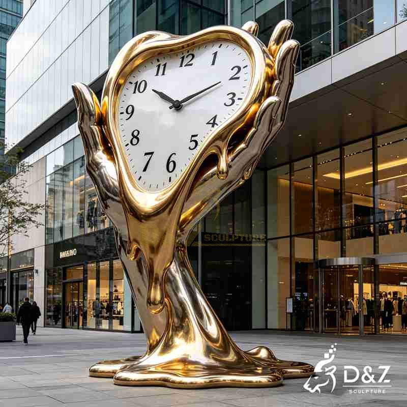 large metal clock sculpture
