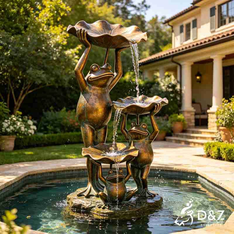 bronze frog fountain