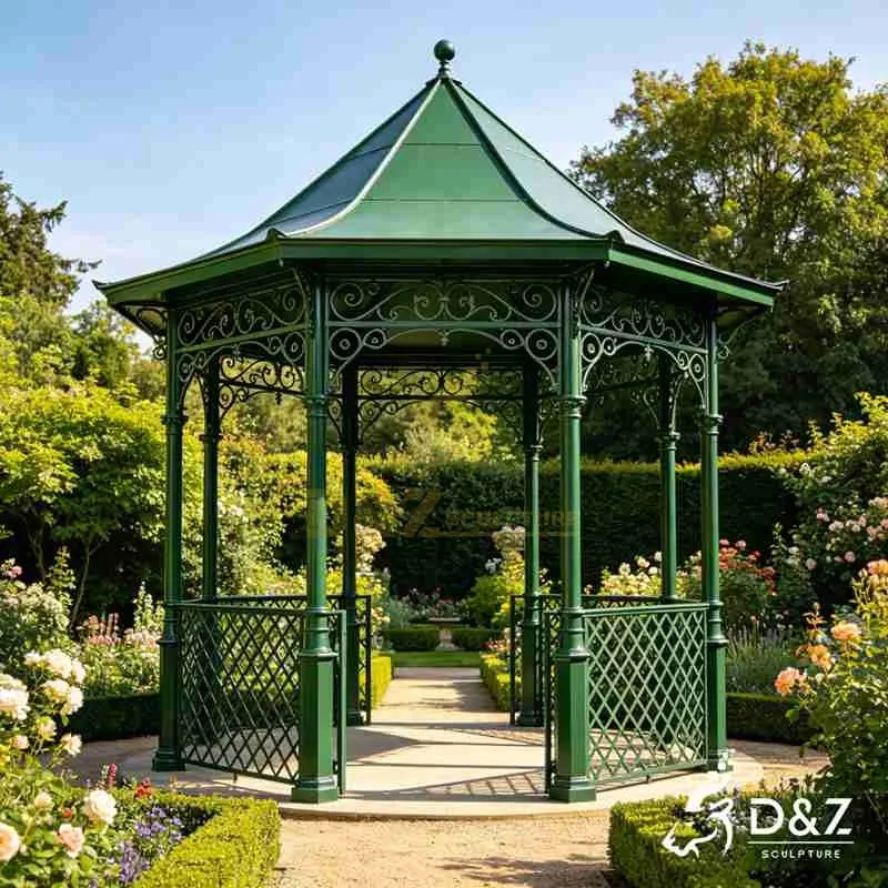 Large Outdoor Victorian Green Metal Gazebo for Sale DZJ-587