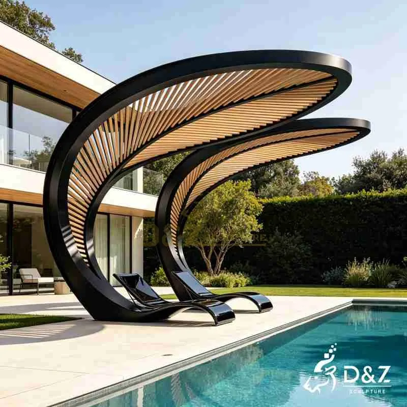 Large Metal Leaf Gazebo Sculpture for Outdoor DZJ-589
