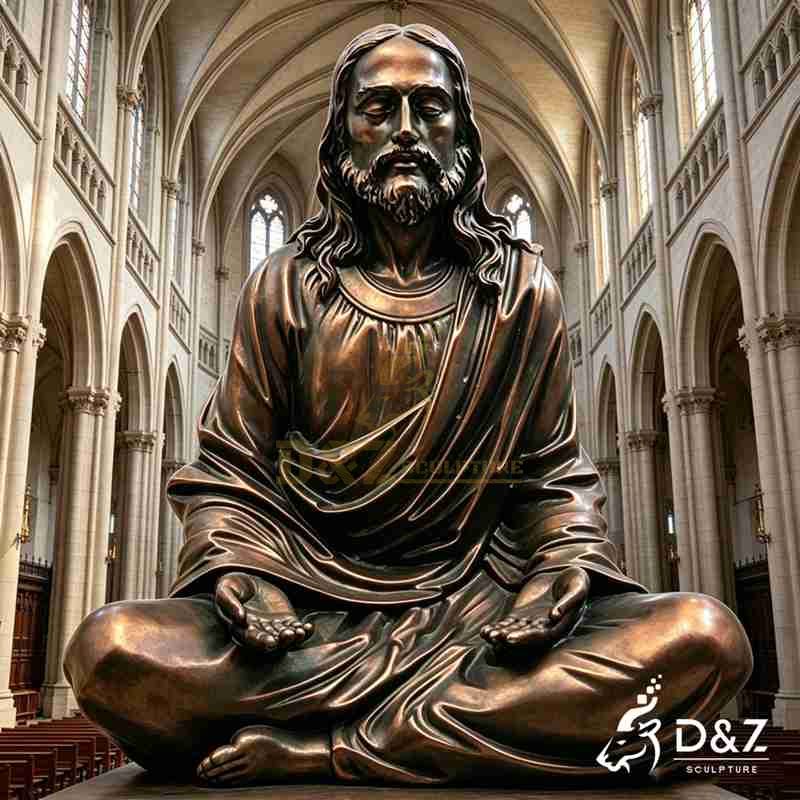 The peace of christ jesus meditating statue