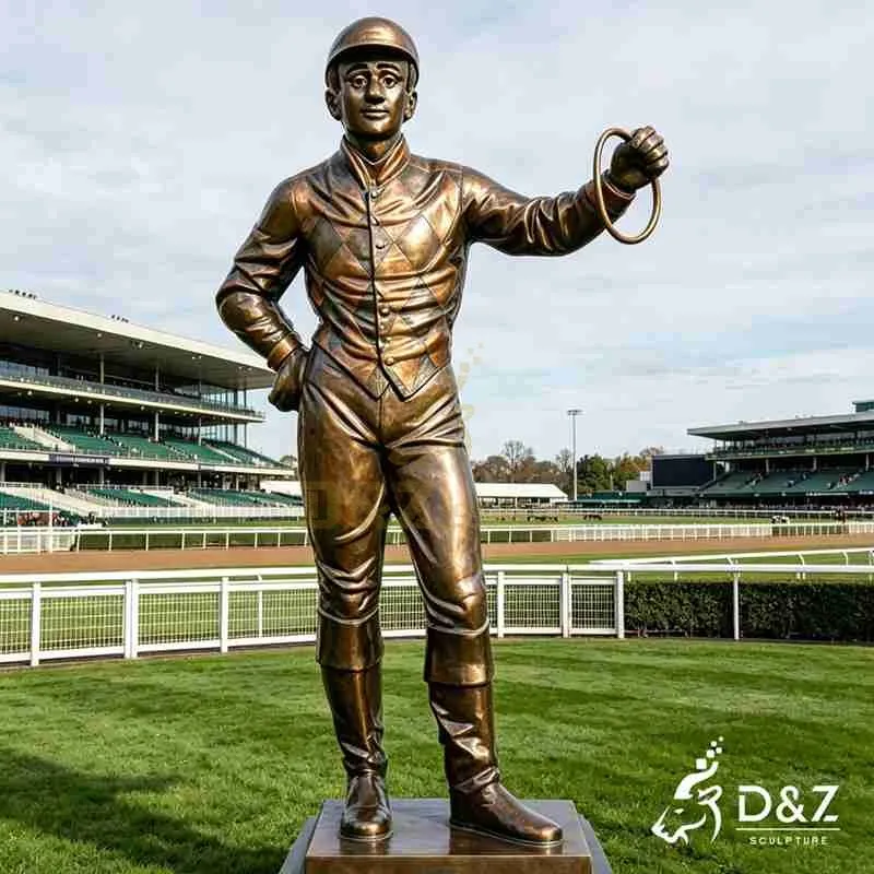 Outdoor Lawn Bronze Jockey Statue for Garden DZJ-594