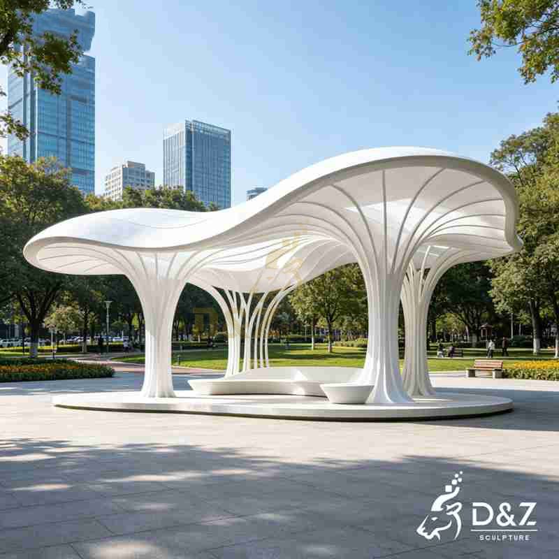 Modern White Metal Tree Gazebo Sculpture for Outdoor DZJ-595