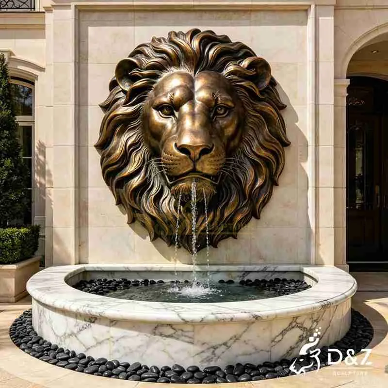 Large Bronze Lion Head Wall Fountain for Outdoor DZJ-601