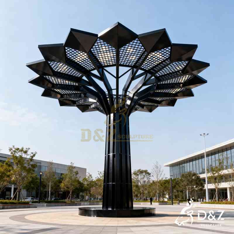 Modern Black Geometric Metal Tree Pergola Sculpture for Outdoor DZJ-602