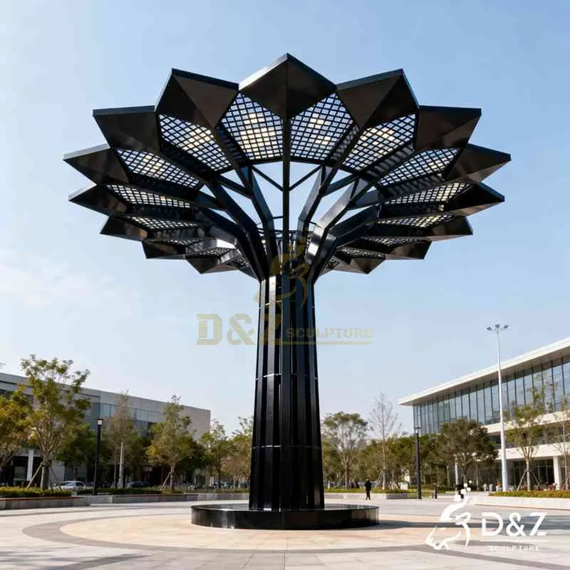 Modern Black Geometric Metal Tree Pergola Sculpture for Outdoor DZJ-602