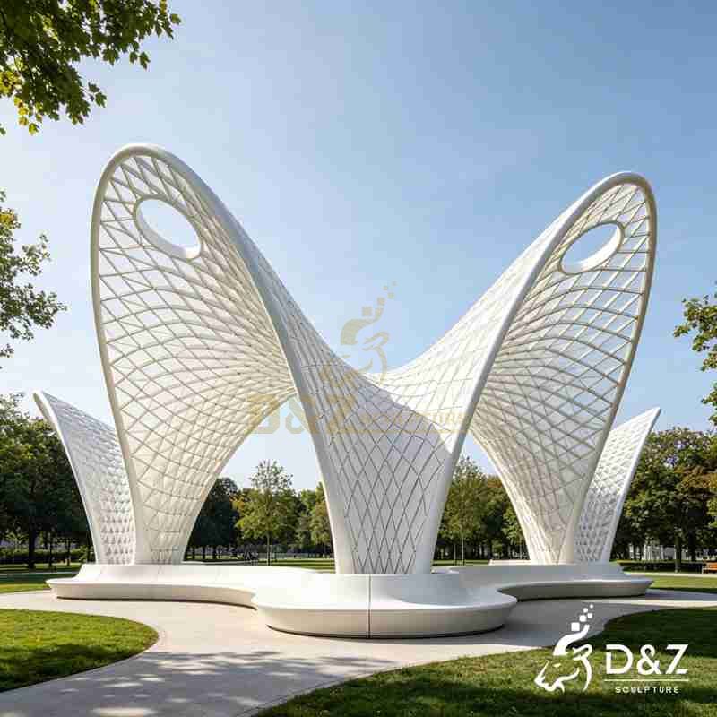 White Modern Metal Landscape Pavilion for Outdoor DZJ-604