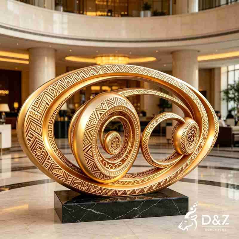 Abstract Metal Modern Gold Sculpture for Outdoor DZJ-607