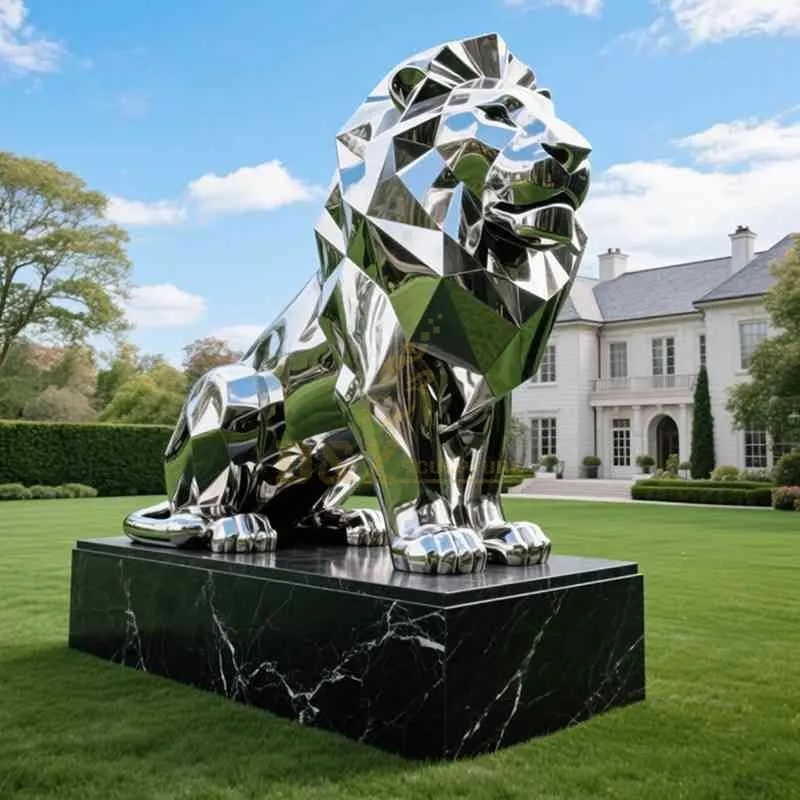 Large Metal Garden Lion Sculptures for Sale-DZJ-6