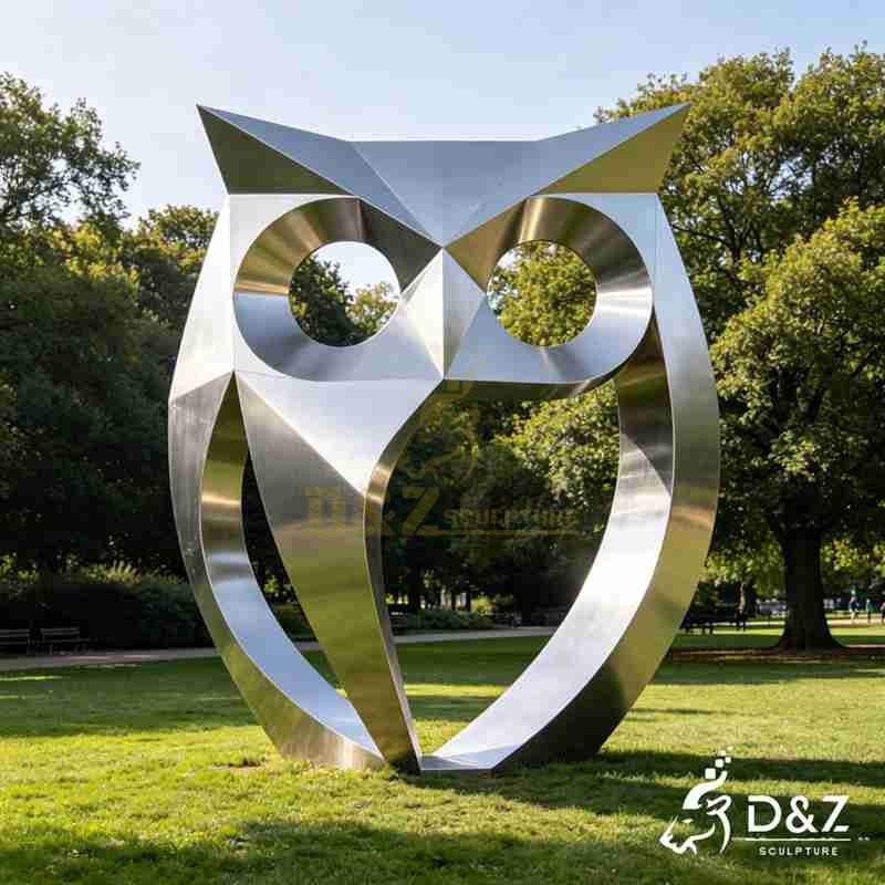large metal owl sculpture