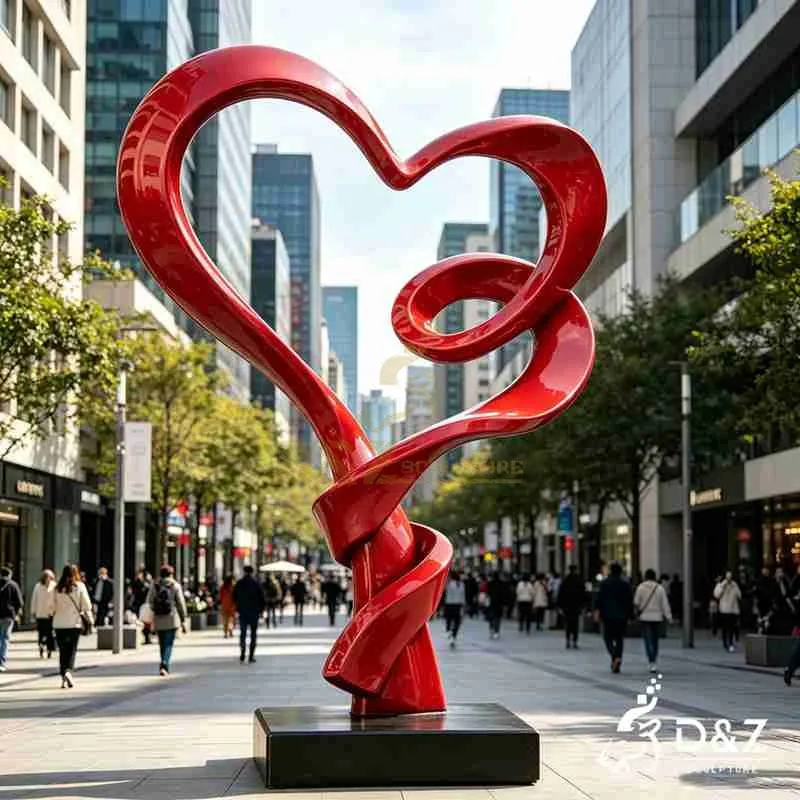 Large Red Metal Abstract Heart Sculpture for Outdoor DZJ-623