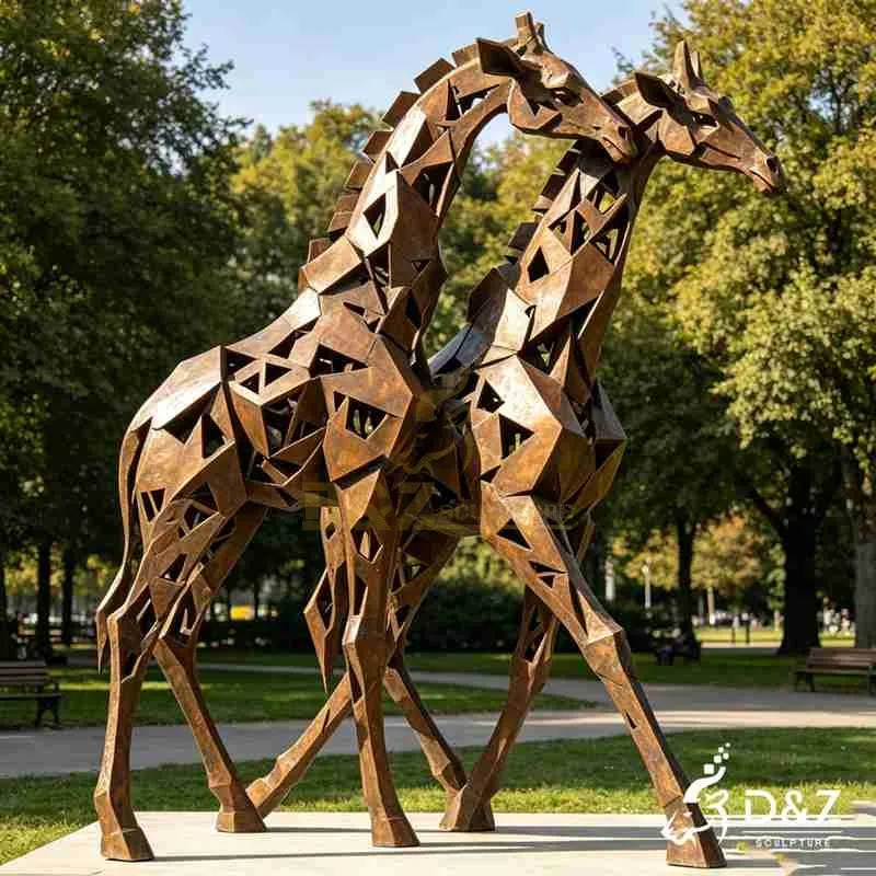 Large Geometric Bronze Abstract Giraffe Statue for Outdoor DZJ-633
