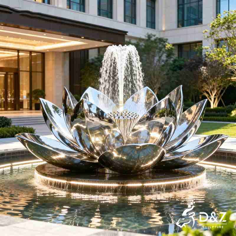 Blooming Metal Lotus Flower Fountain for Outdoor DZJ-516