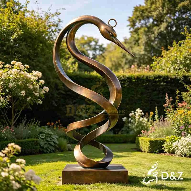 Large Bronze Abstract Crane Garden Statue for Outdoor DZJ-645