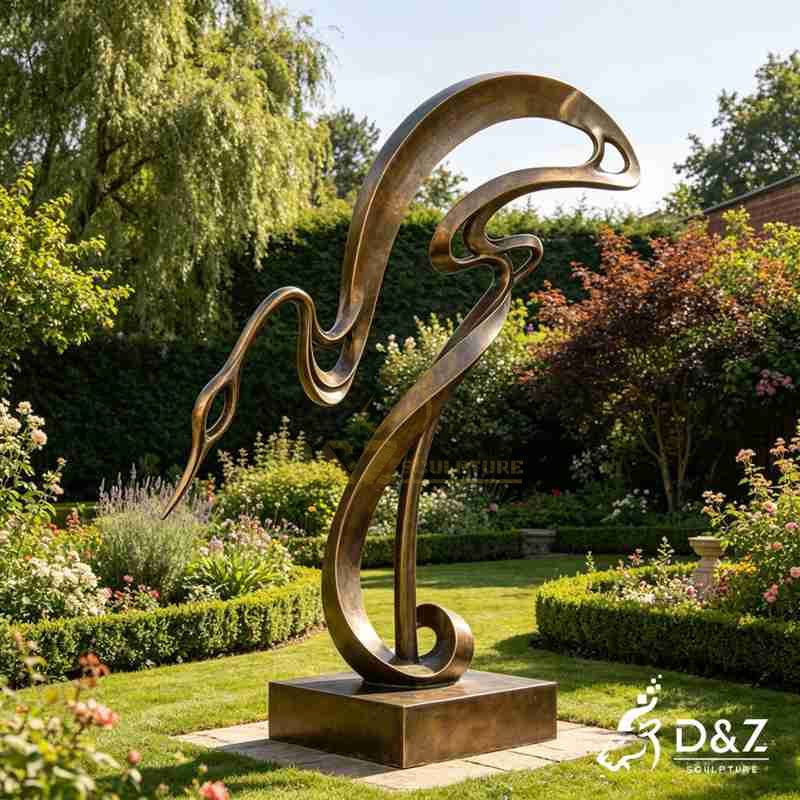 bronze crane statue