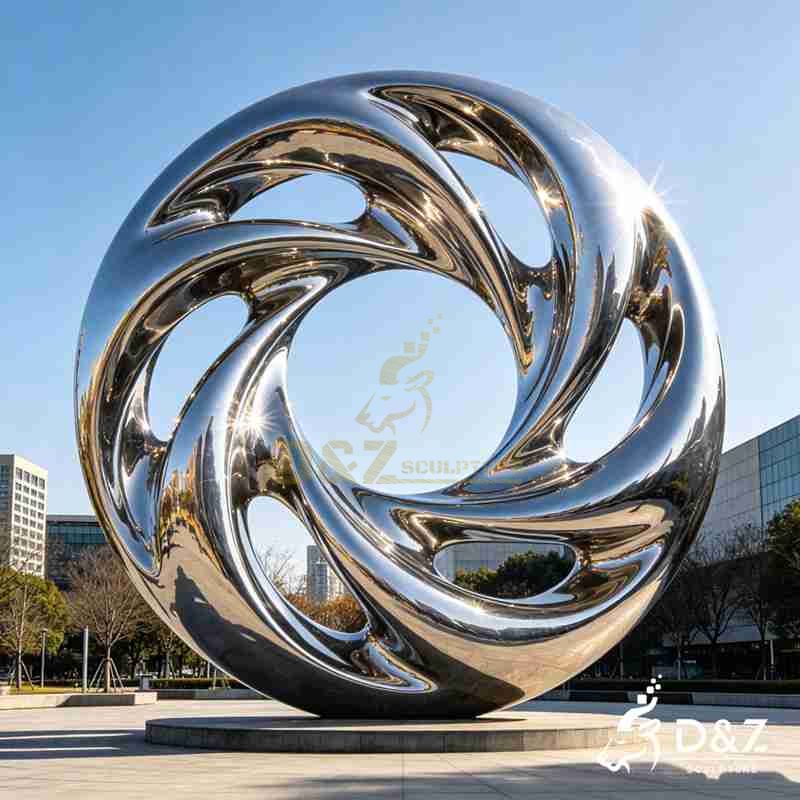 Large Modern Metal Ring Sculpture with Vortex Design DZJ-662
