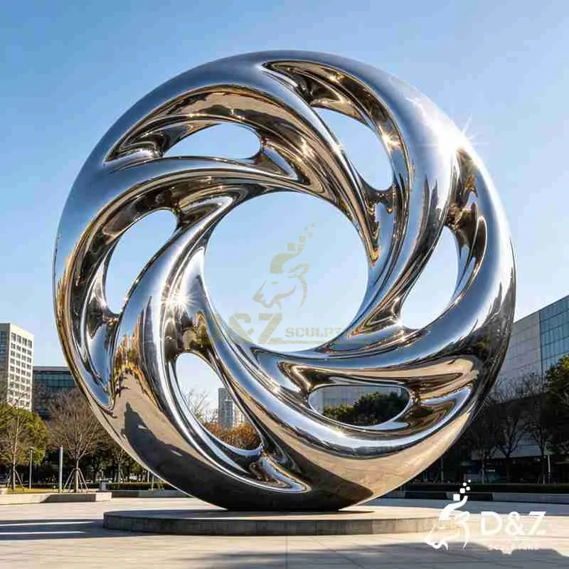 Large Modern Metal Ring Sculpture with Vortex Design DZJ-662